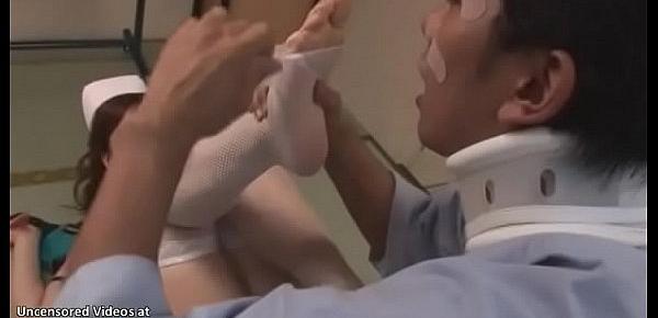  Japanese busty nurse in stockings fucks horny patient